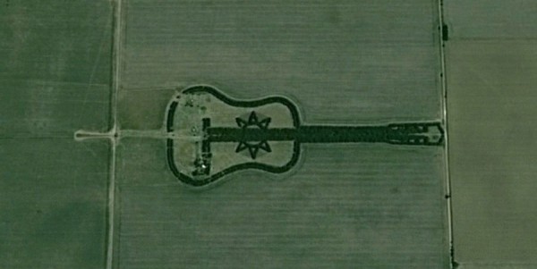 The forest in the shape of a guitar in the pampas of Argentina