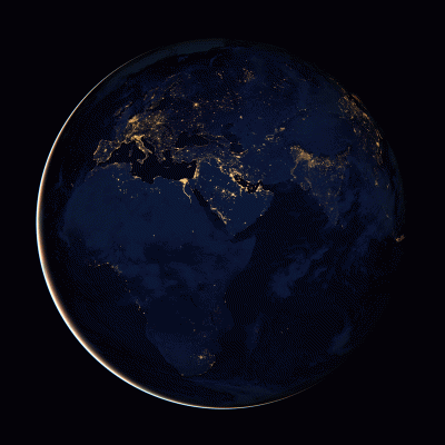 Африка, Европа и Ближний Восток ночью, вид из космоса, октябрь 2012