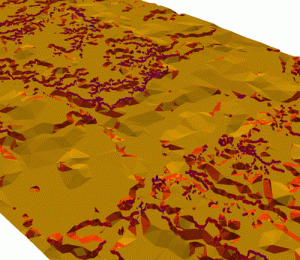 Цифровая модель рельефа с рассчитанными уклонами поверхности